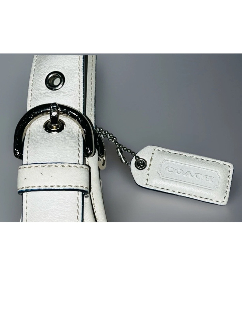 Coach Signature Logo Shoulder Purse Blue W/White Trim Silver Hardware J3K-6800 - Picture 13 of 13